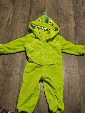 Dinosaur Costume Holiday Green Toddler Fleece One-Piece Small Halloween